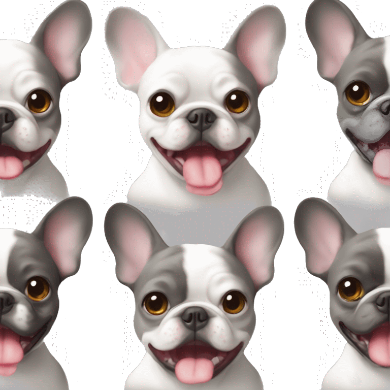 Grey French bulldog with tongue out emoji