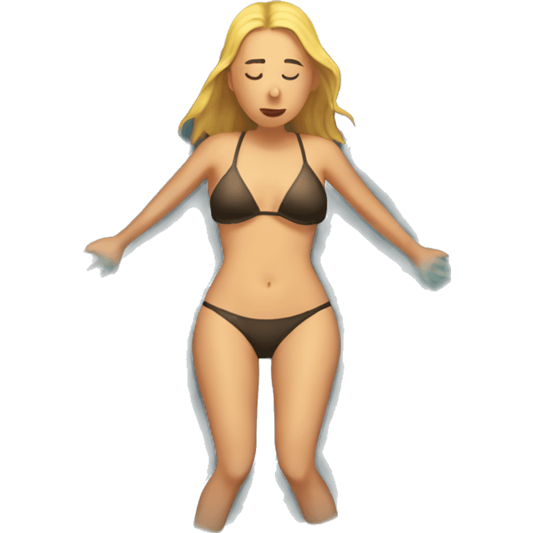 Simplified flattened lady in a bikini melting into a puddle emoji