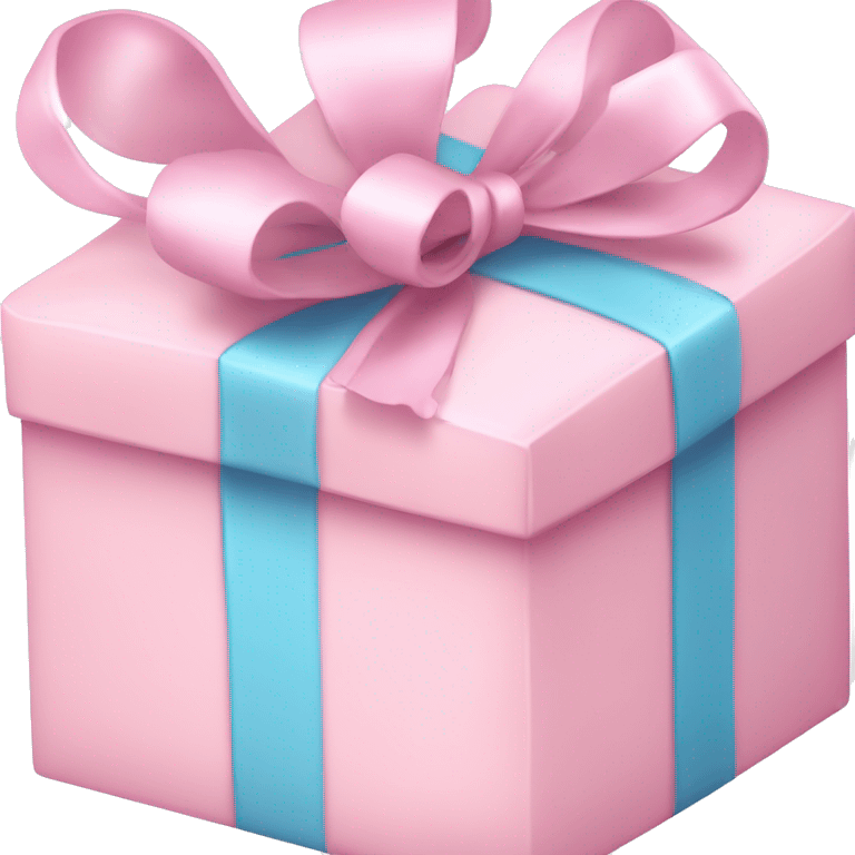 Baby pink Present box with baby blue ribbon emoji