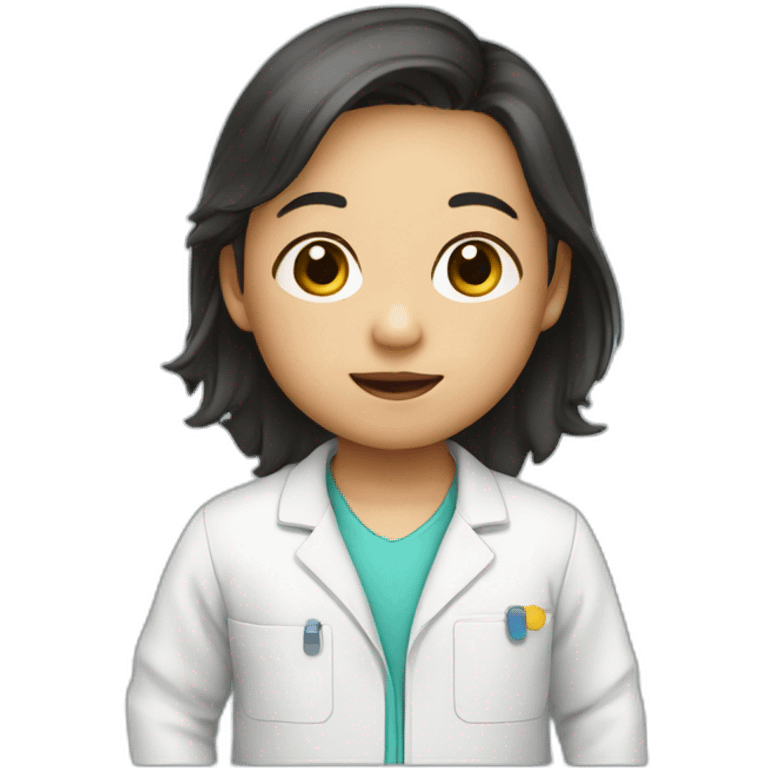 asian toddler with lab suit emoji