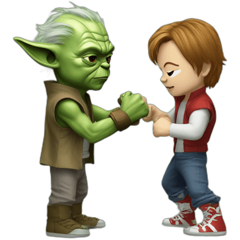 Yoda boxing with chucky emoji