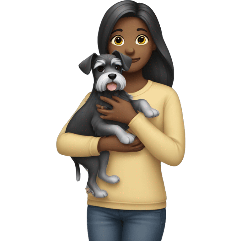 Girl holding a schnauzer  emoji