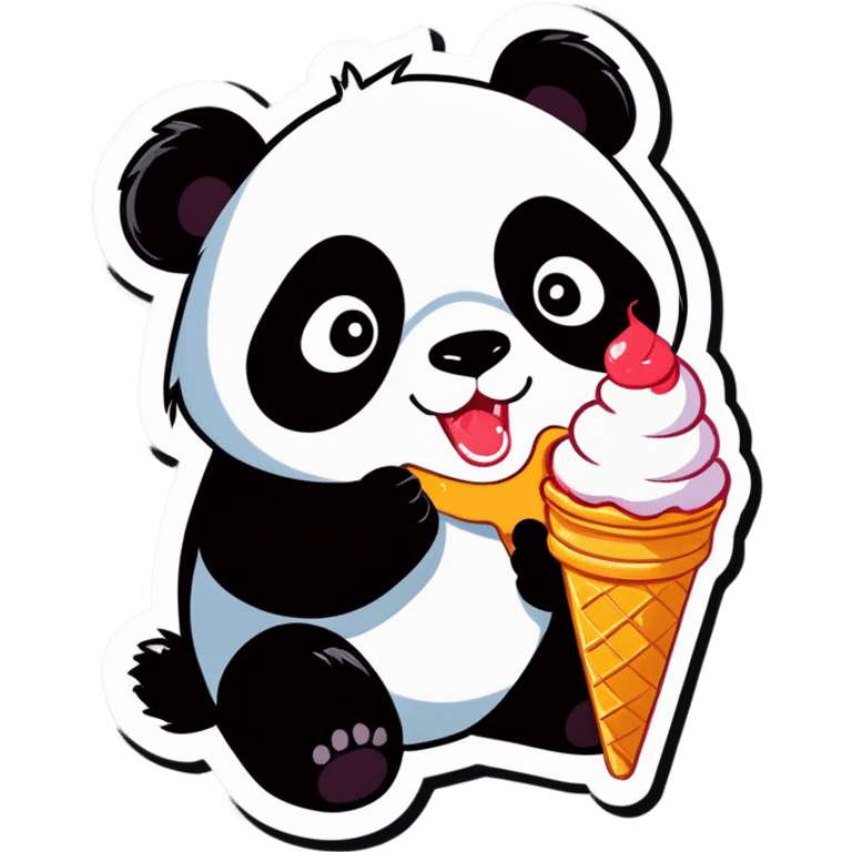 Panda eating ice cream emoji