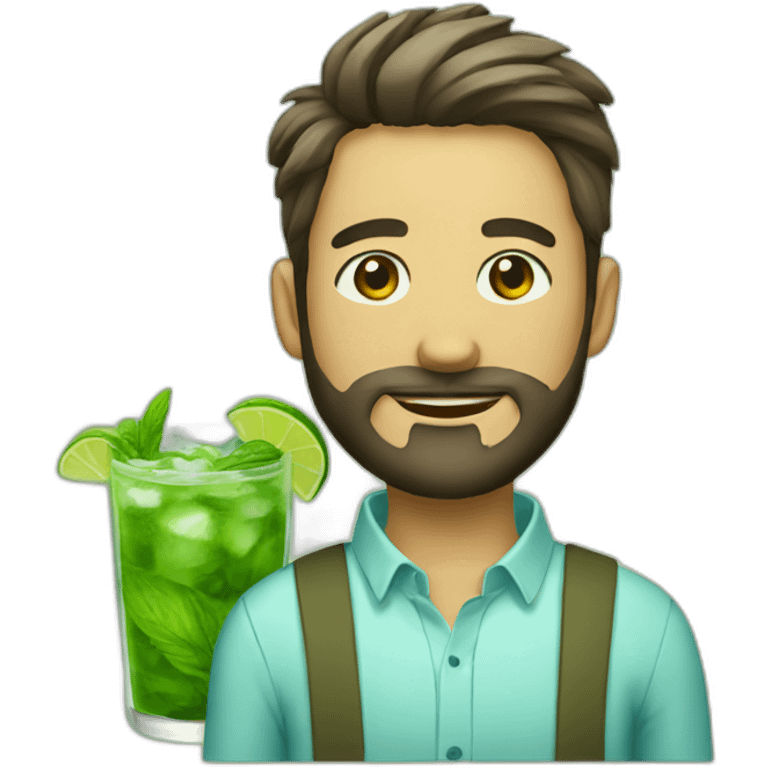 short hair man with beard and with mojito emoji