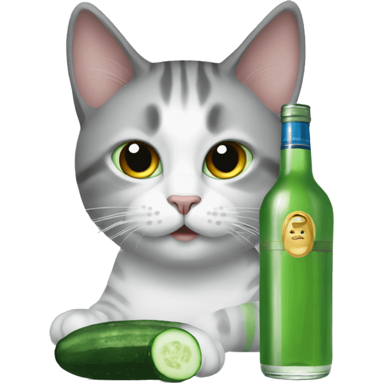 Cat with vodka and cucumber  emoji