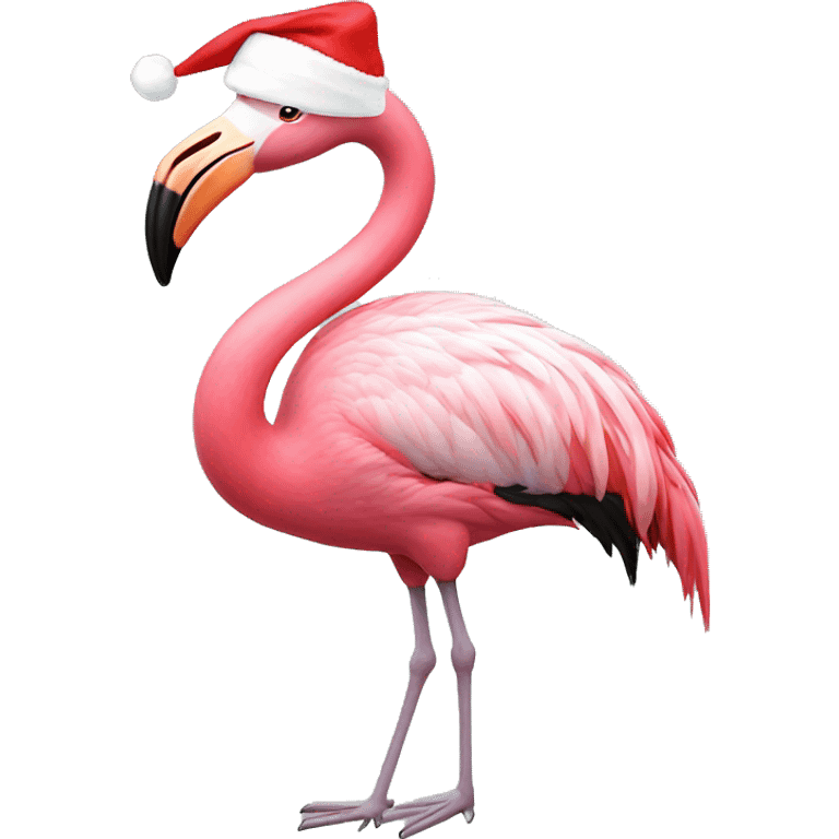 Flamingo wearing a santa hat emoji