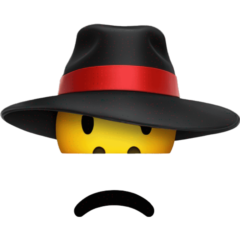 Smiley face with a black bolero hat and red hat band emoji