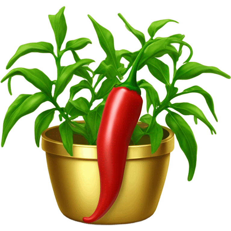 Chili plant in gold pot emoji