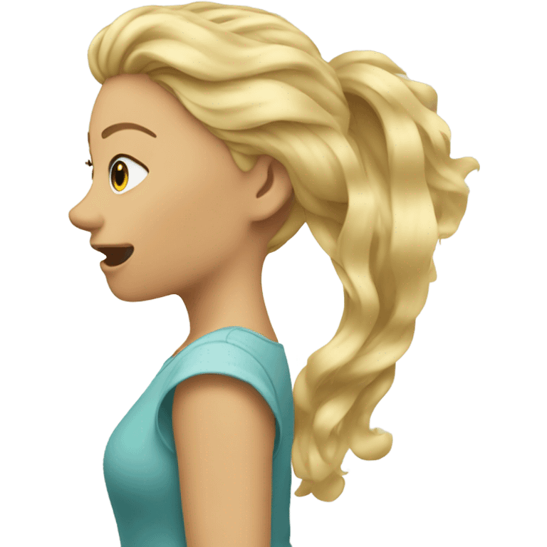 Blonde girl flipping her hair back over her shoulder  emoji