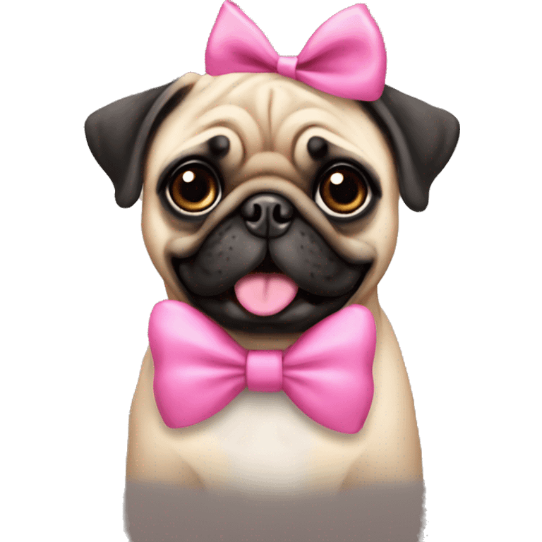 Pug with a pink bow on ear emoji