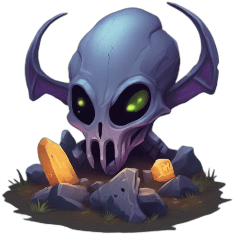 alien graveyard scifi roguelike rpg style inspired by slay the spire digital art emoji