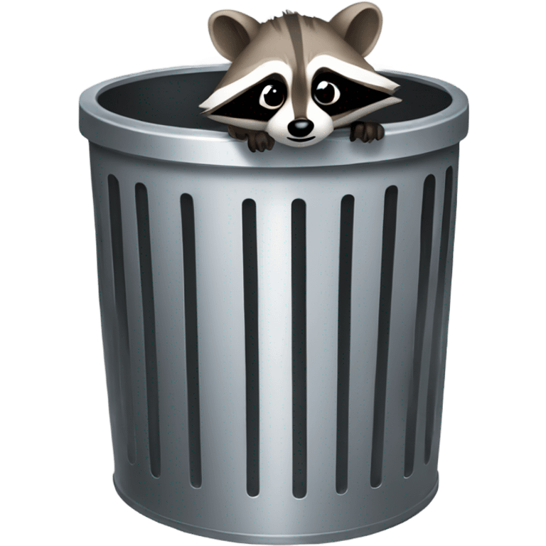 Raccoon peeking out of a metal trash can emoji