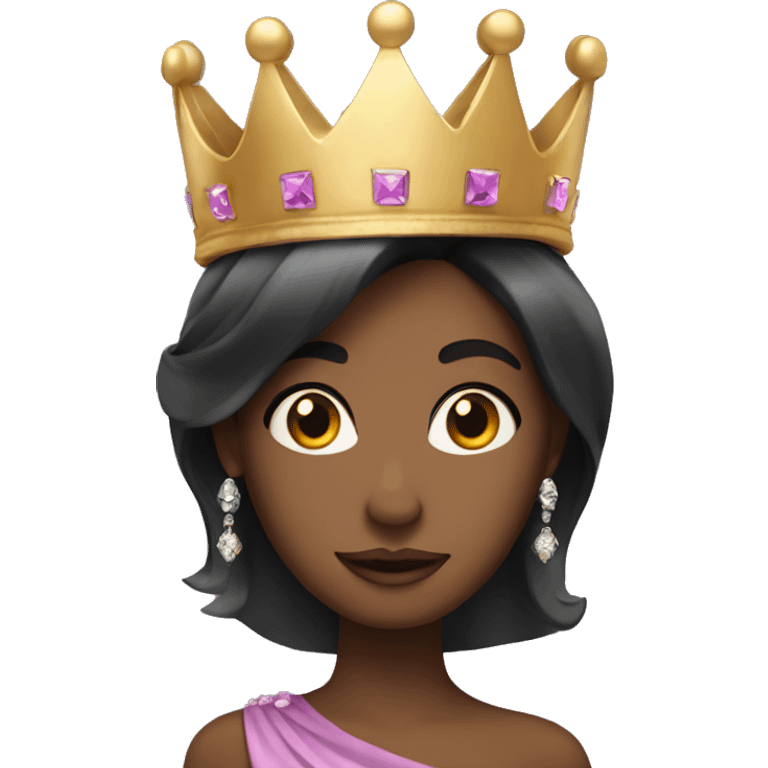 Diva with a crown, dark hair and pretty  emoji