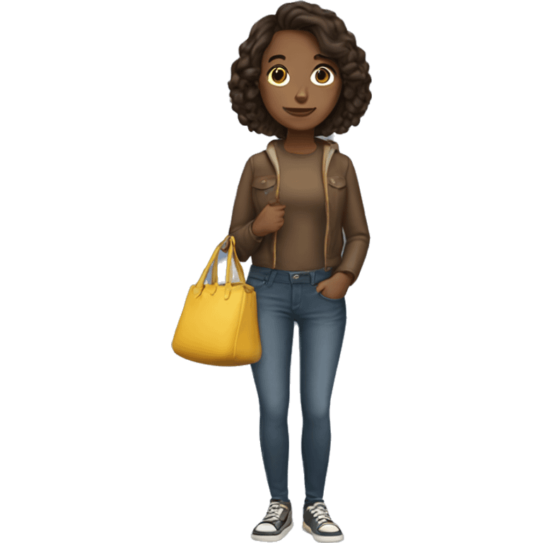 brunette girl with bag emoji