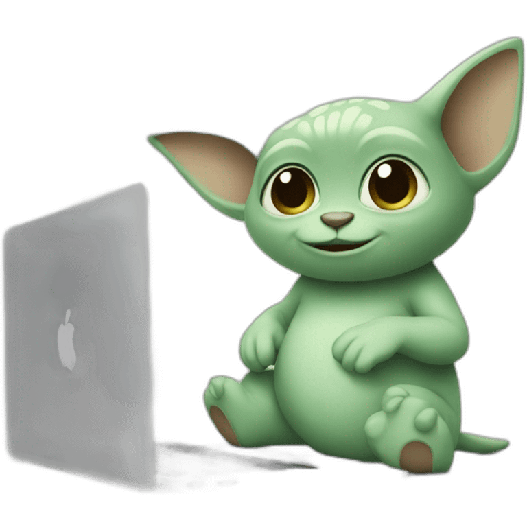 grogu with macbook emoji