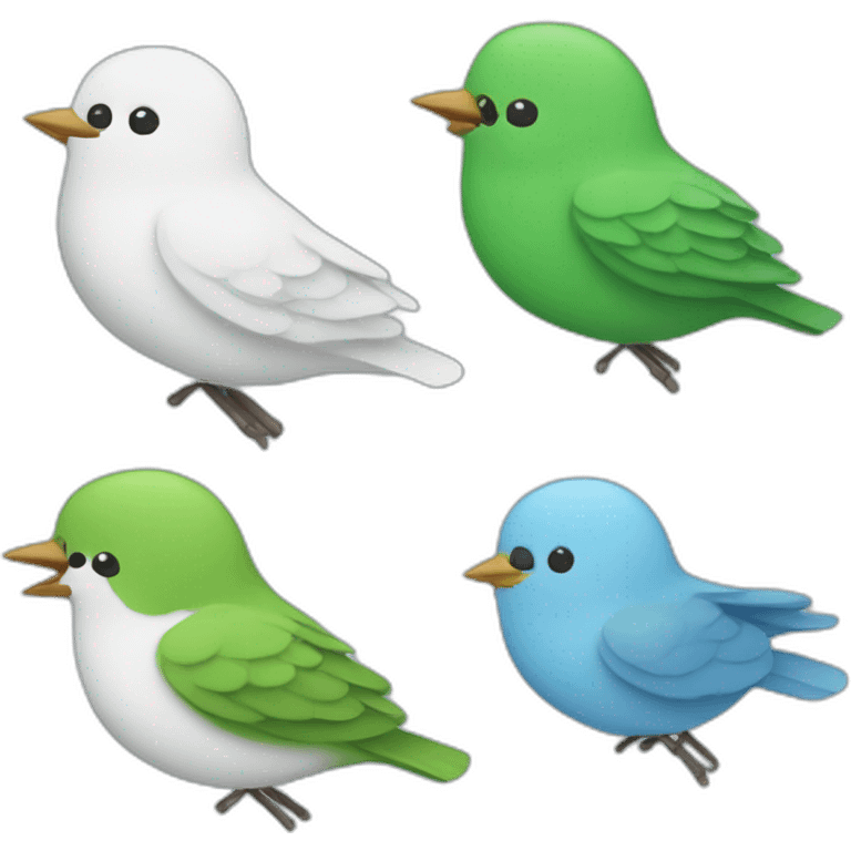 4 Little bird who’s flying two Blue one White and one Green  emoji