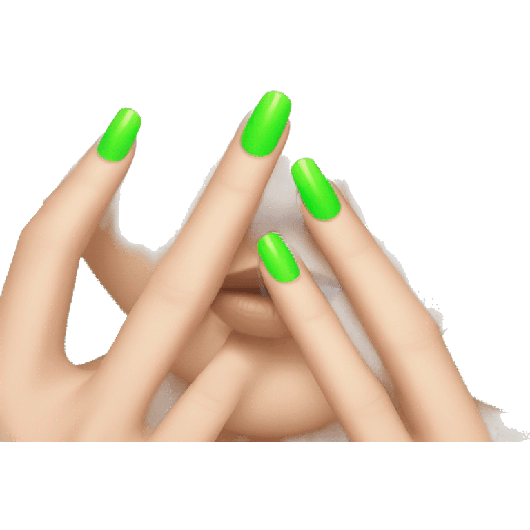 Hand with long neon green nails emoji