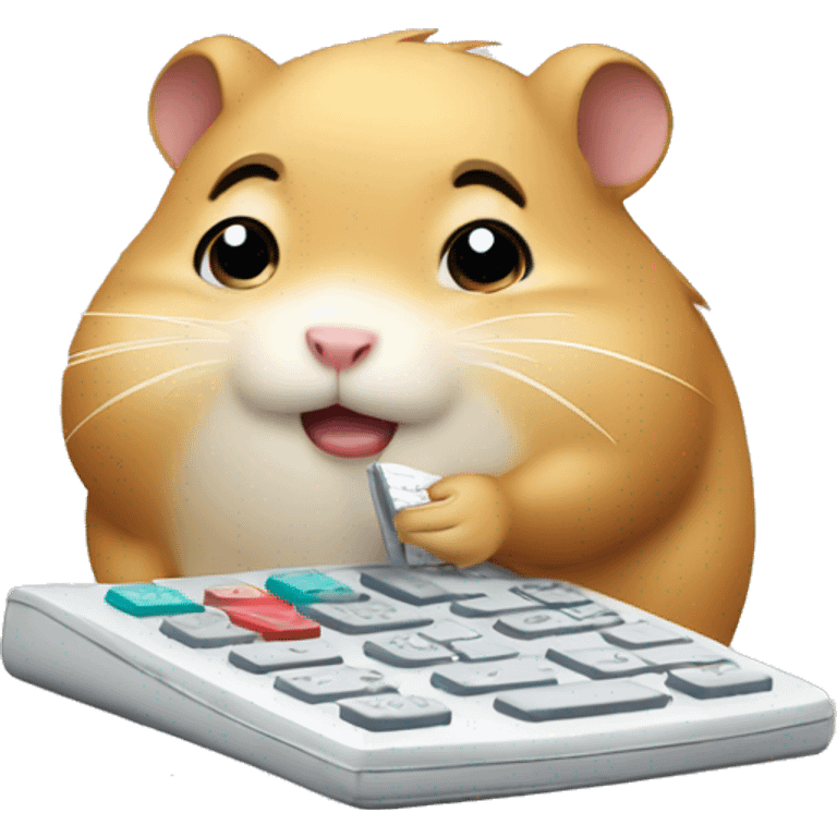 Hamster stressed crying using calculator emoji