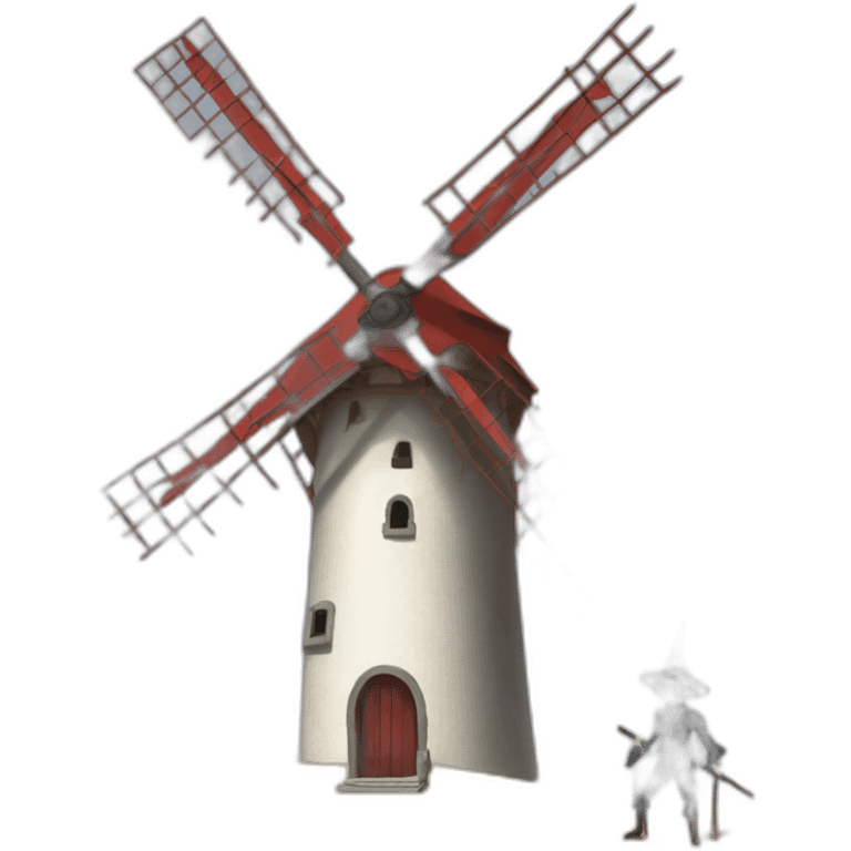 don quixote crushed underneath a windmill with his legs and feet sticking out like the wicked witch of the east in the wizard of oz emoji