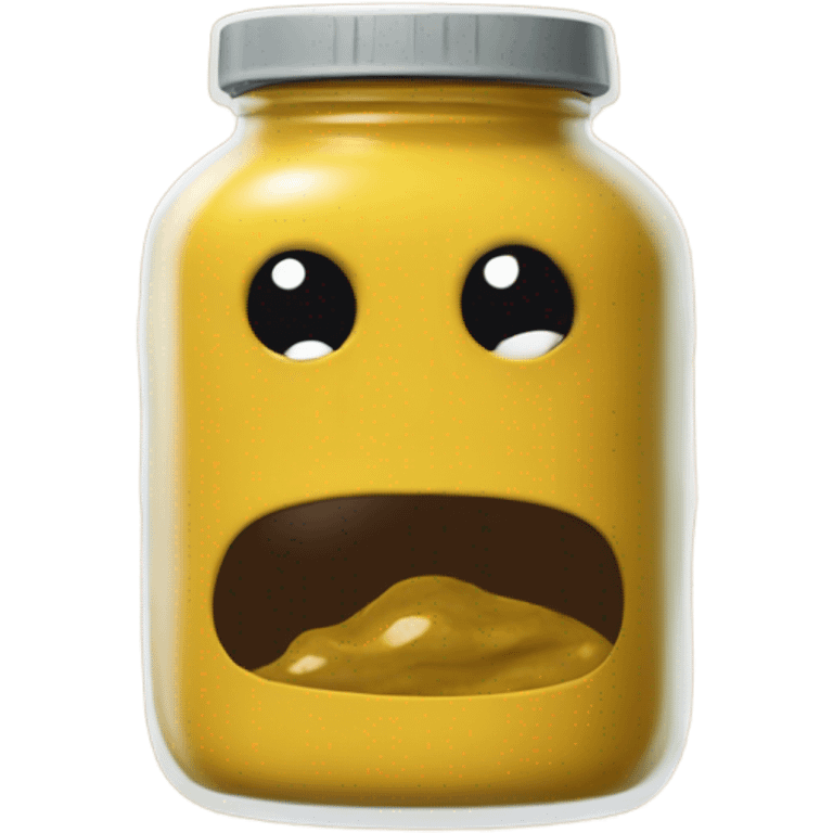 A jar of mustard with dead eyes  emoji