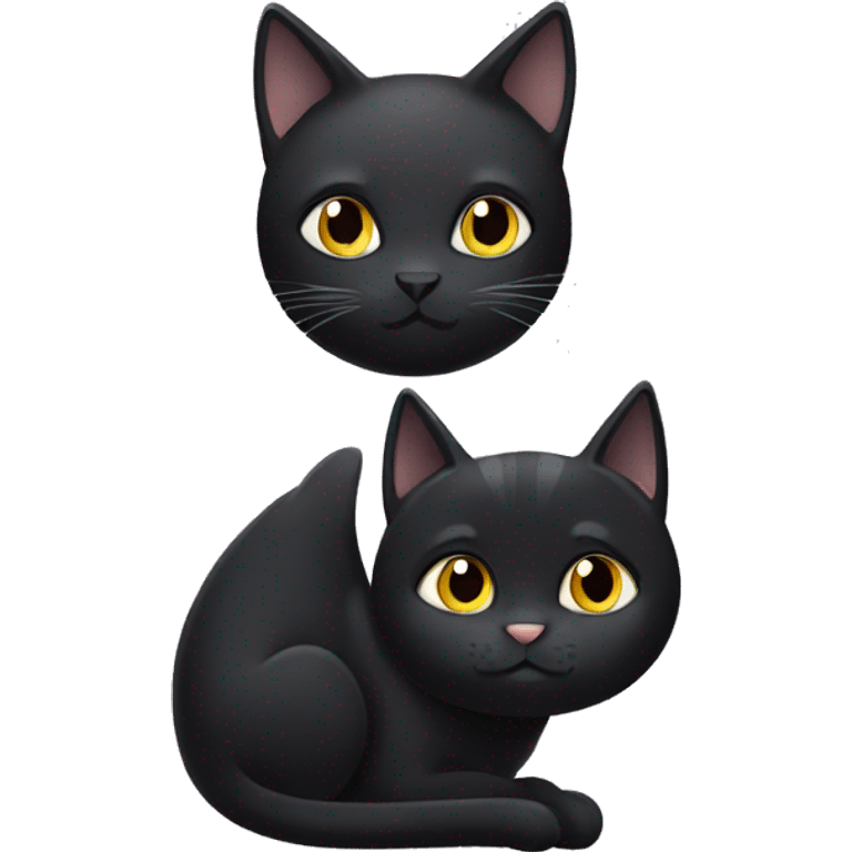 black cat and grey and black cat together emoji