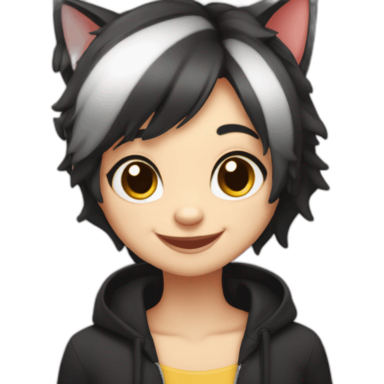 cute black cat smiling big eyes emoji