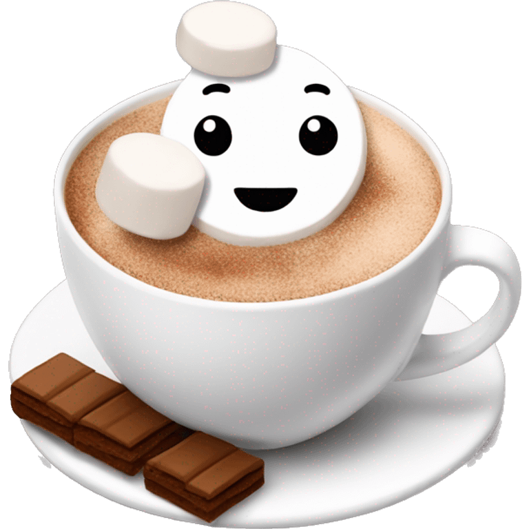 Hot cacao with  marshmallows in white cup emoji