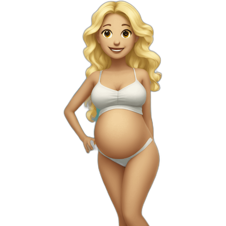 adorable pregnant blond full body women with beach-wave-hair emoji