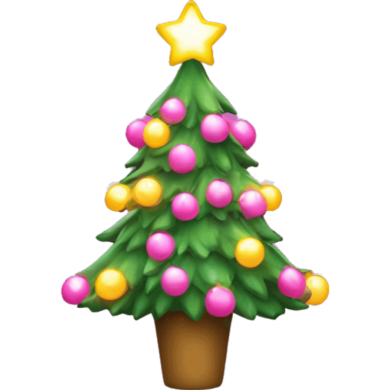 christmas tree with led lights and pink bows emoji