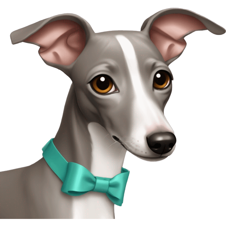 White Italian greyhound with bows emoji