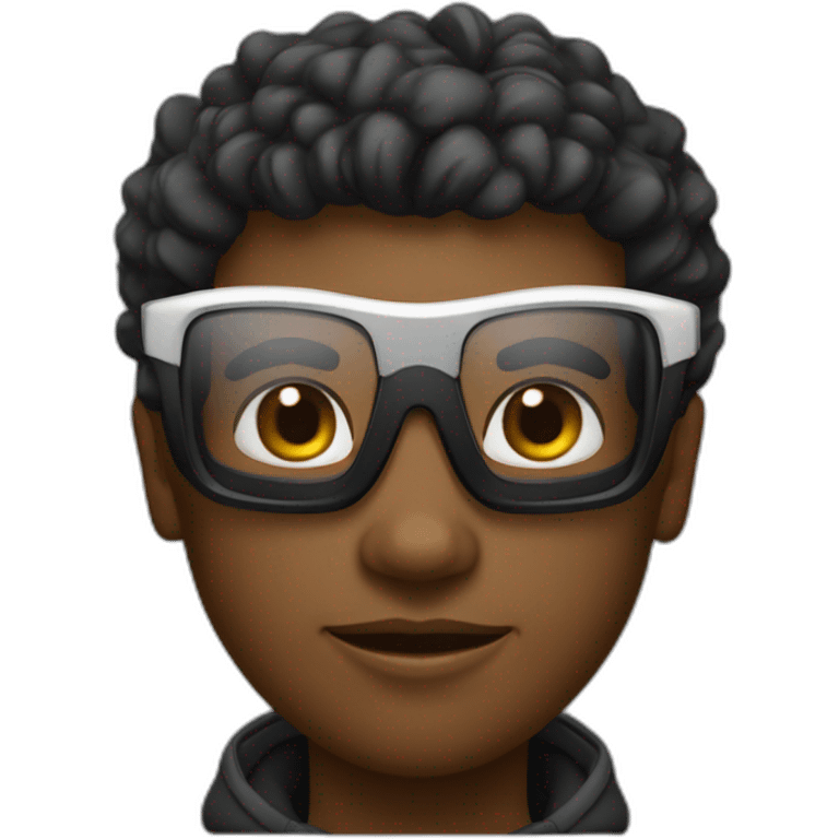 Un garçon noir à das lunettes de ski emoji