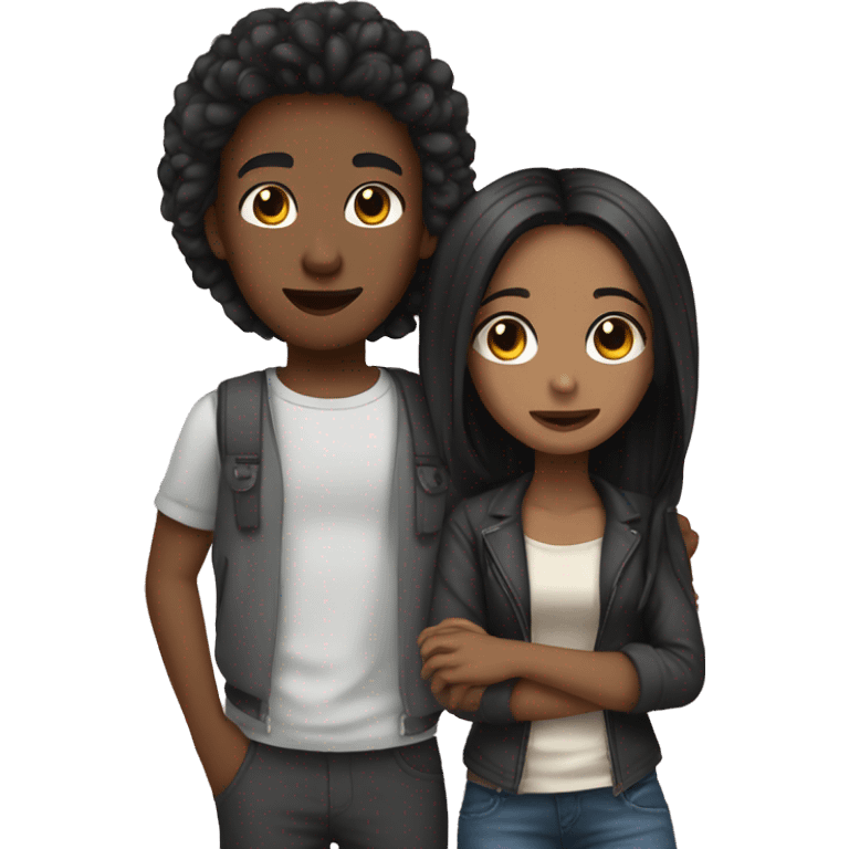 Cute teen couple the boy is a dread head, and the girl has black straight hair emoji