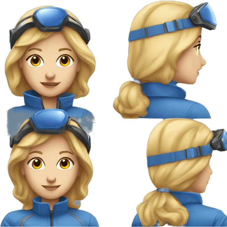 Pretty Honey blonde woman fair skin in blue helmet and blue flight jumpsuit  emoji