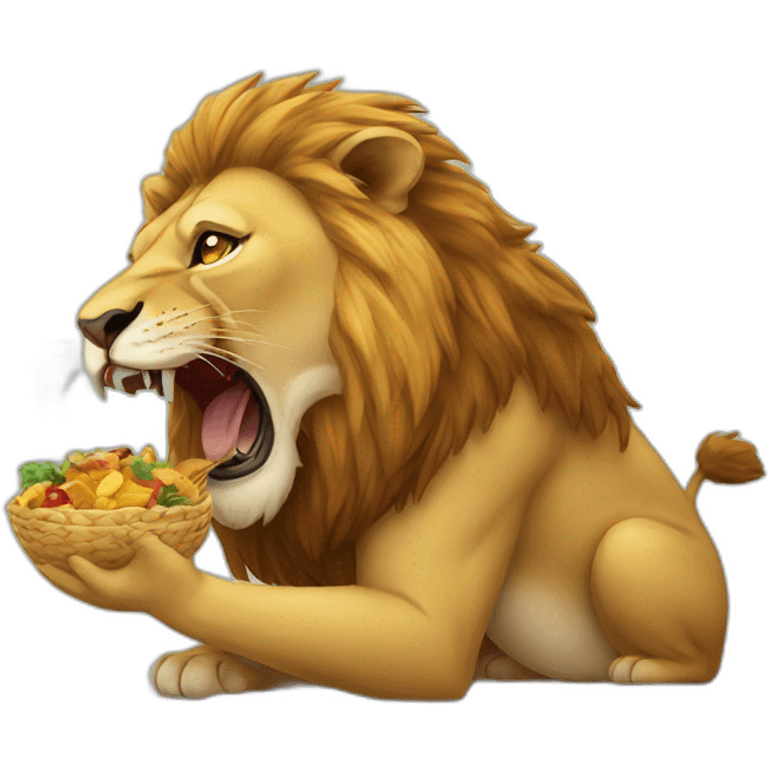 lion eats bird emoji