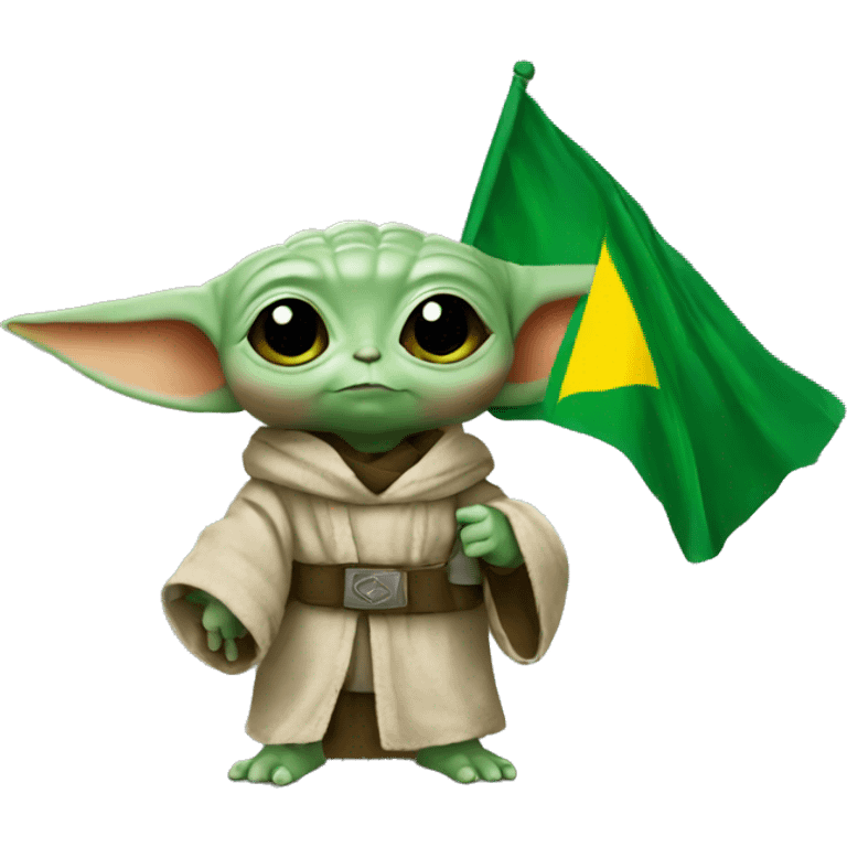  Baby Yoda holding the Brazilian flag emoji