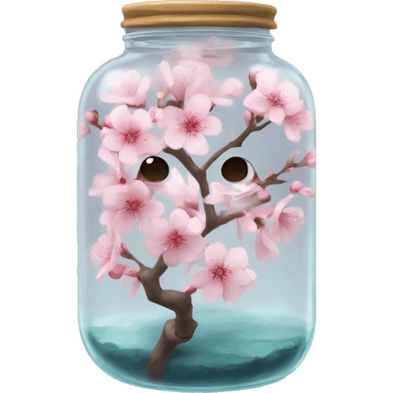 Realistic sakura in a transparent jar emoji