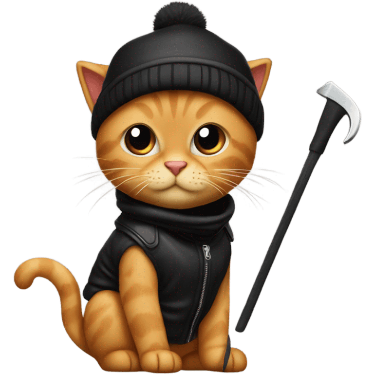 Reddish blonde cat dressed as car burglar  emoji