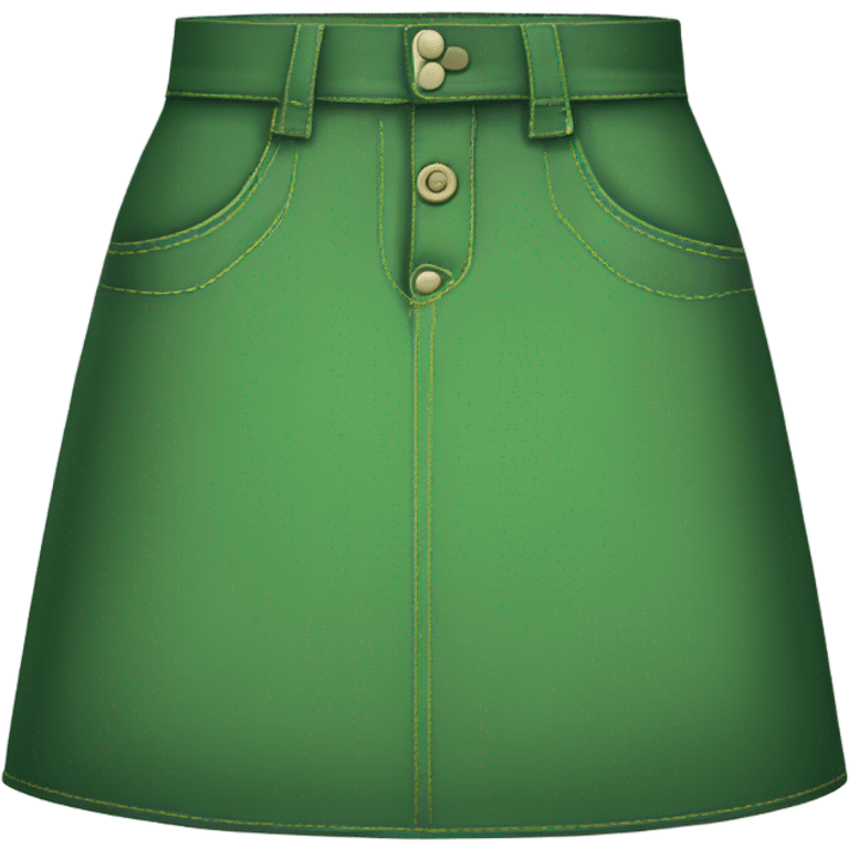 Realistic A-line high waisted green denim skirt, isolated emoji