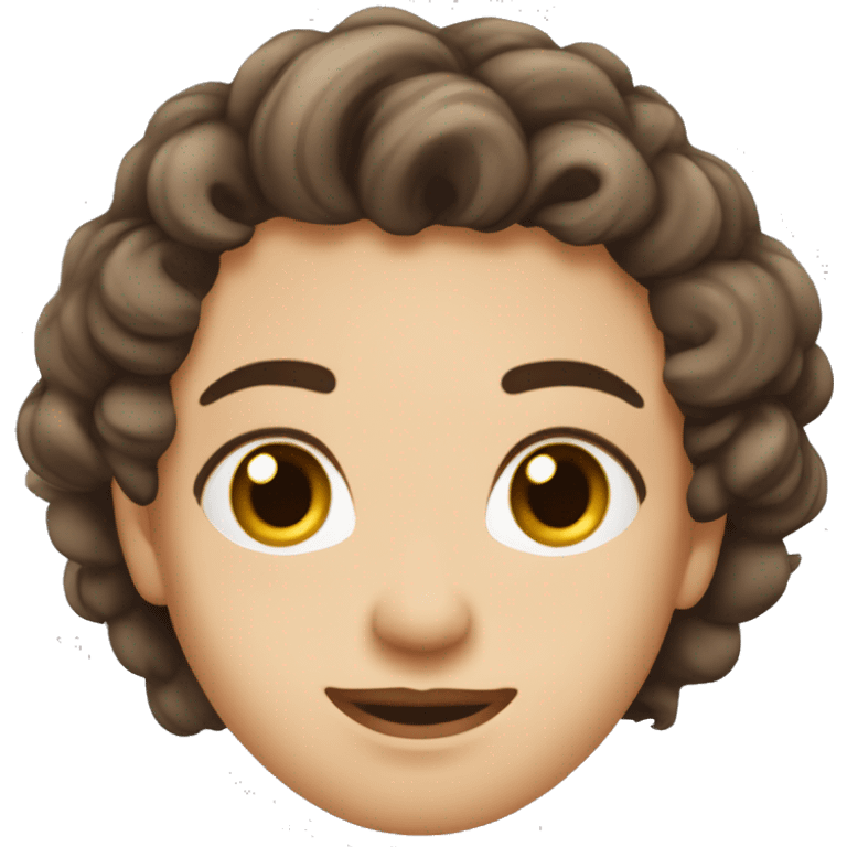 round face, wavy hair, widows peak, almond eyes, medium size eyes, long lashes, bushy eyebrows, emoji