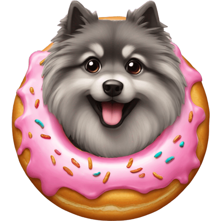 keeshond eating a donut emoji