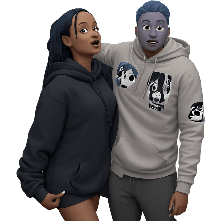 girl and boy in hoodie emoji