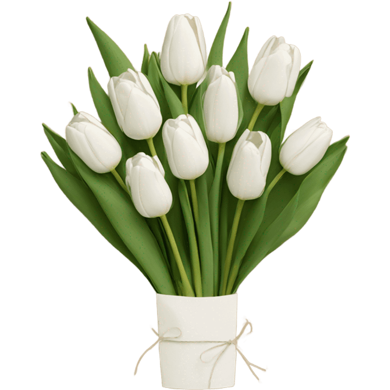 White tulips bouquet in craft paper emoji