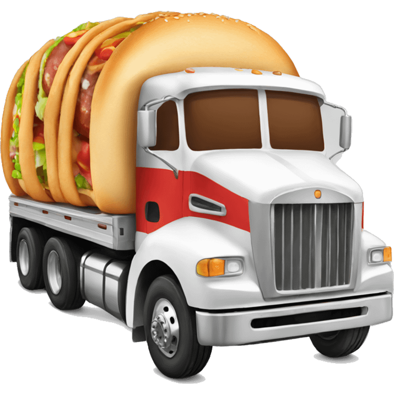 Semi truck made of burgers emoji