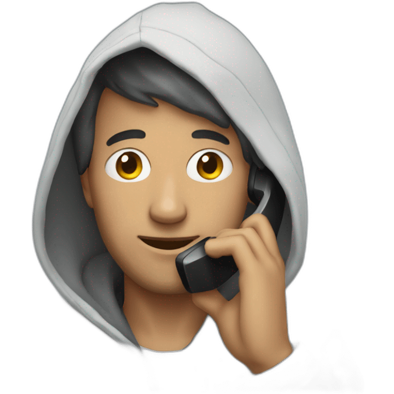 man in hoodie talking to the phone emoji