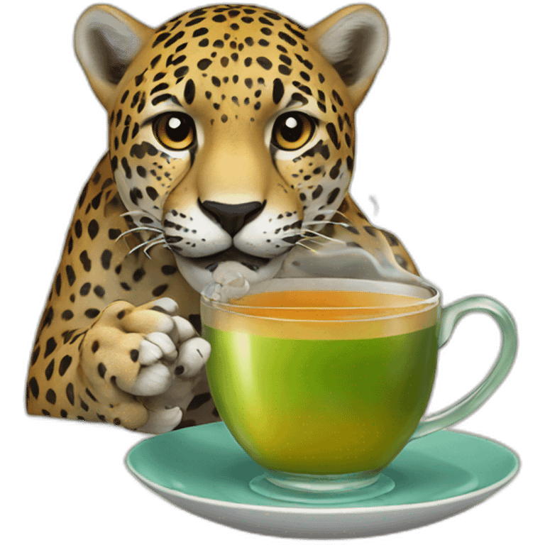 Jaguar drinks tea emoji