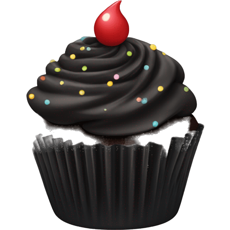 Black birthday cupcake  emoji