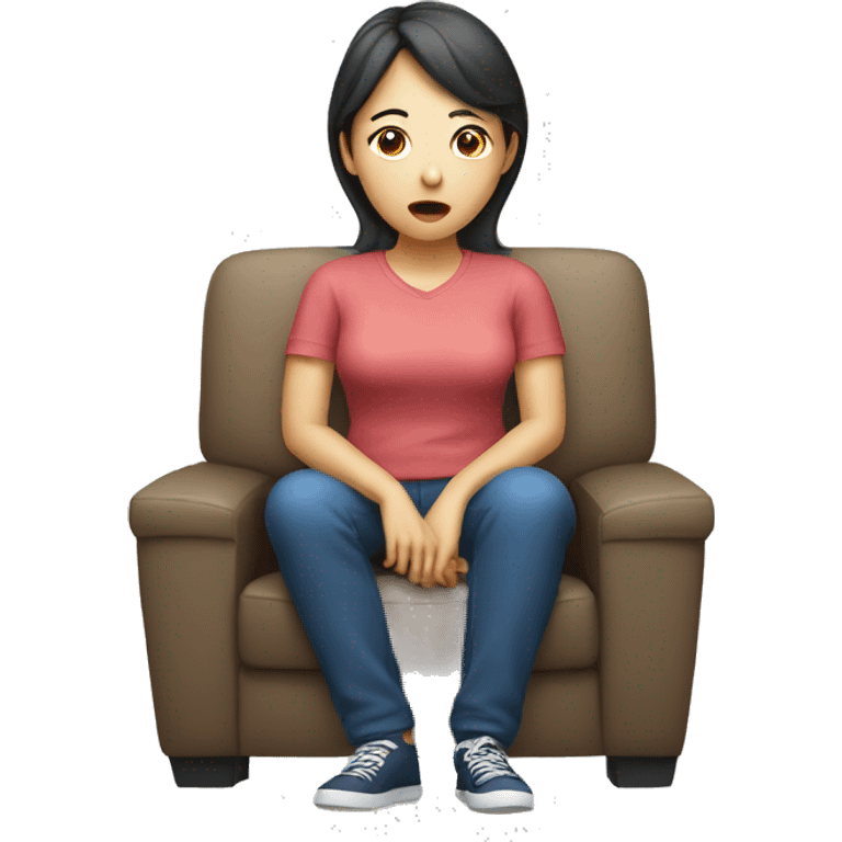 A Korean woman watching TV with a blank expression. emoji