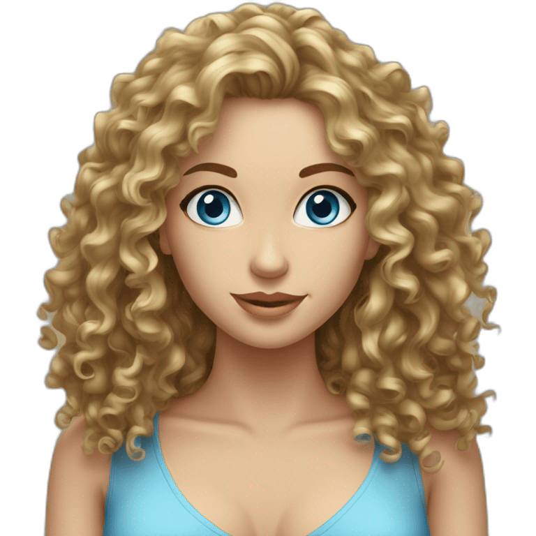 sexy caucasian long curly haired blue eyed woman emoji