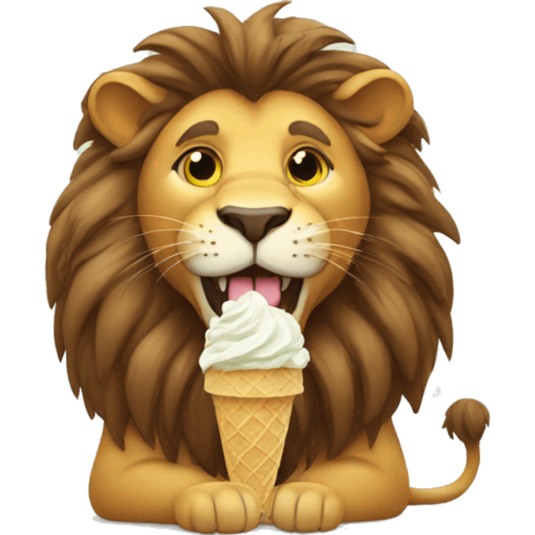 Lion eating ice cream emoji