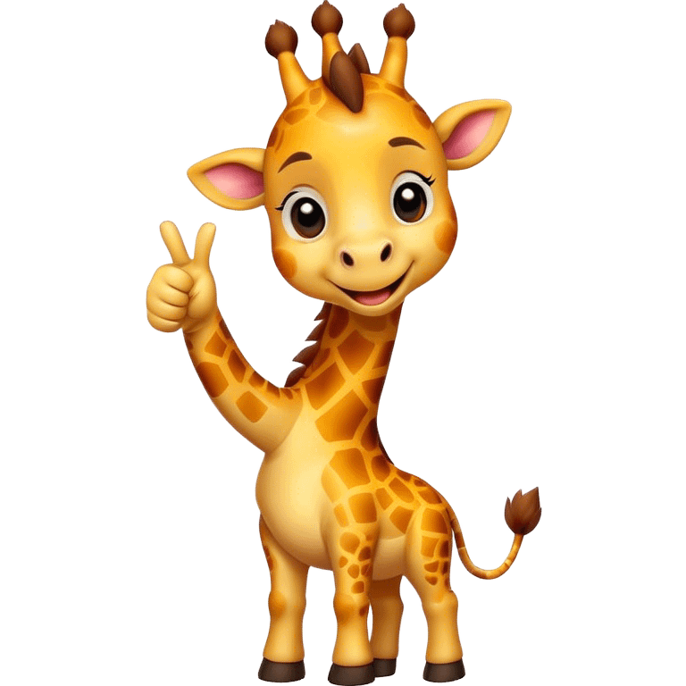 Cartoon cute dwarf giraffe with a smile, giving a big thumbs-up emoji